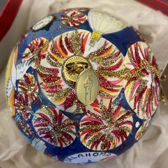 Landmark Creations Michael Storrings Oklahoma Centennial Painted Glass Ornament - Picture 6 of 8